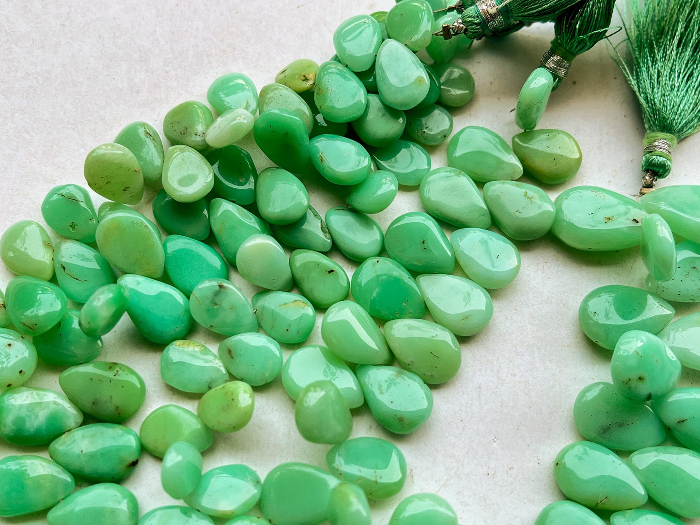 Natural Chrysoprase Smooth Pear Shape Briolette Beads Beadsforyourjewelry