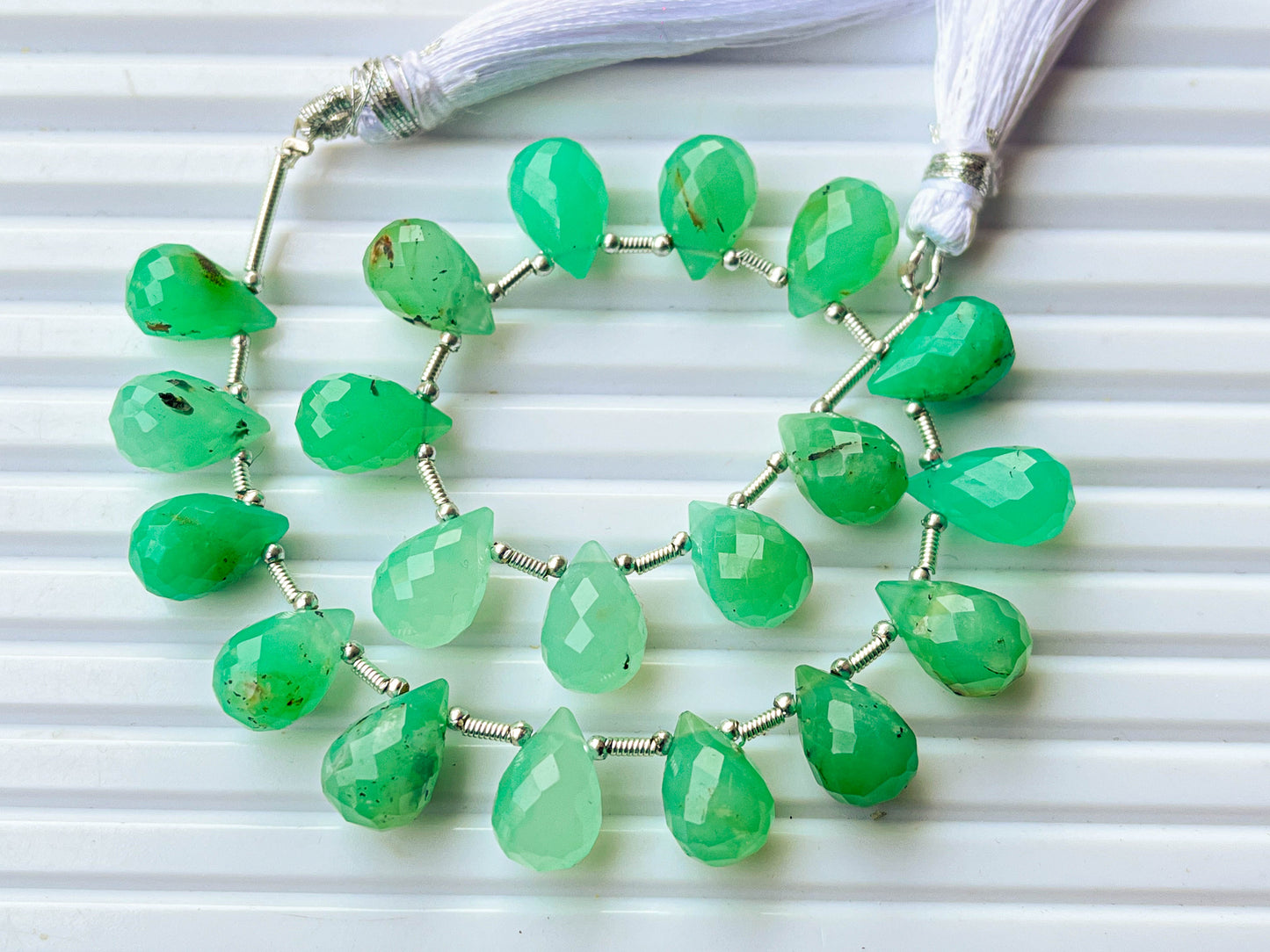 Natural Chrysoprase faceted teardrops Beadsforyourjewelry