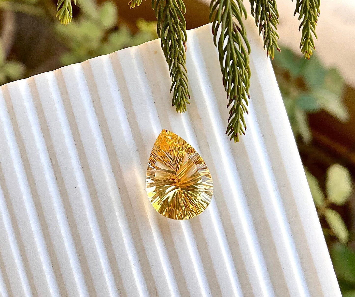 Natural Citrine Concave Cut Pear Shape | Natural Citrine Gemstone | Excellent Facets and Color Beadsforyourjewelry