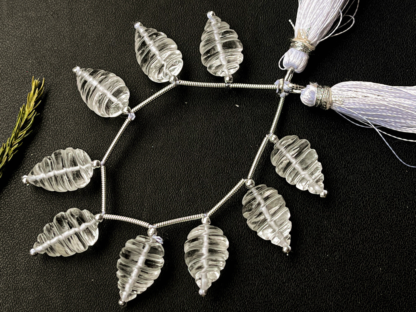 Natural Crystal Quartz Spiral Carved Drops Beadsforyourjewelry