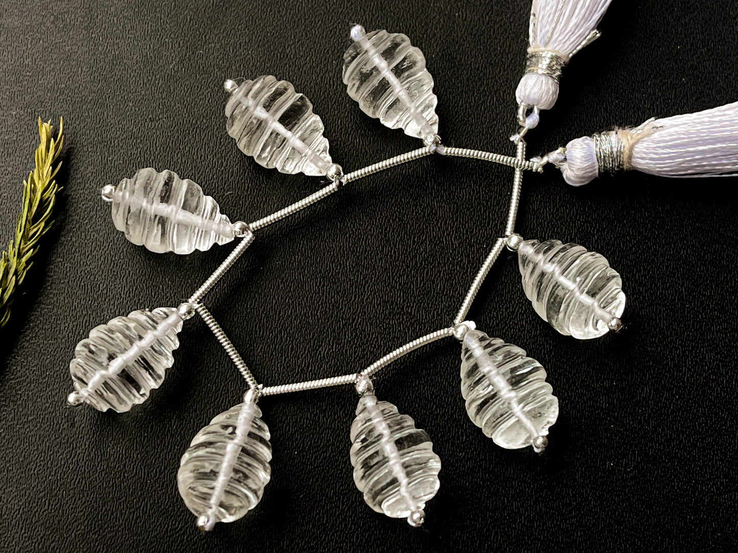 Natural Crystal Quartz Spiral Carved Drops Beadsforyourjewelry