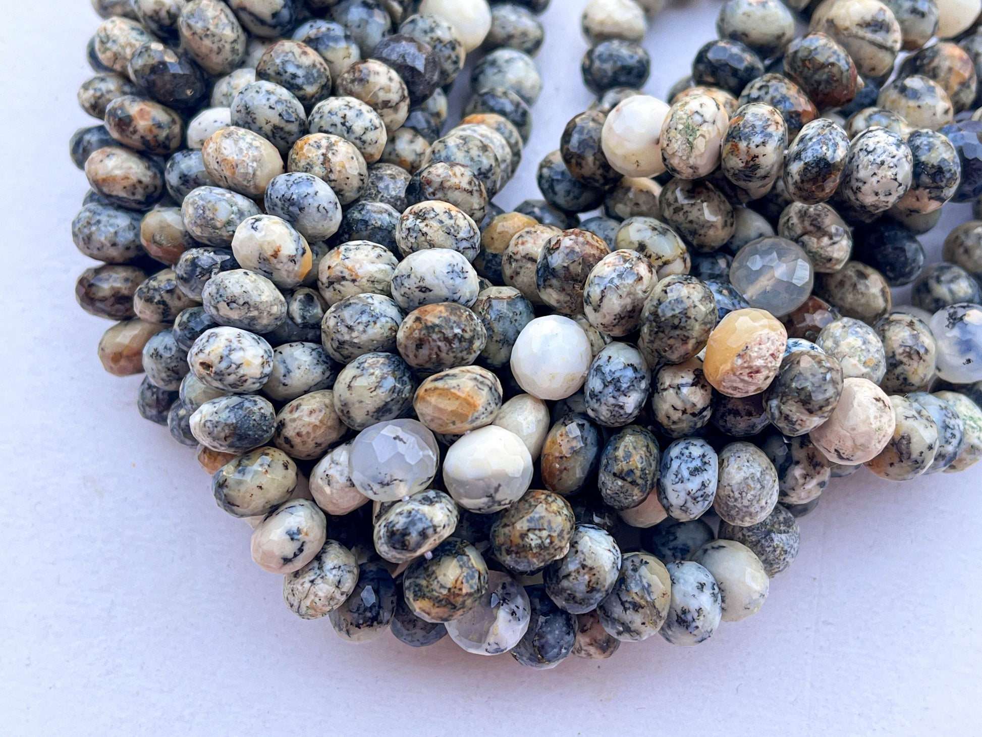 Natural Dendrite Opal Rondelle Shape faceted beads Beadsforyourjewelry