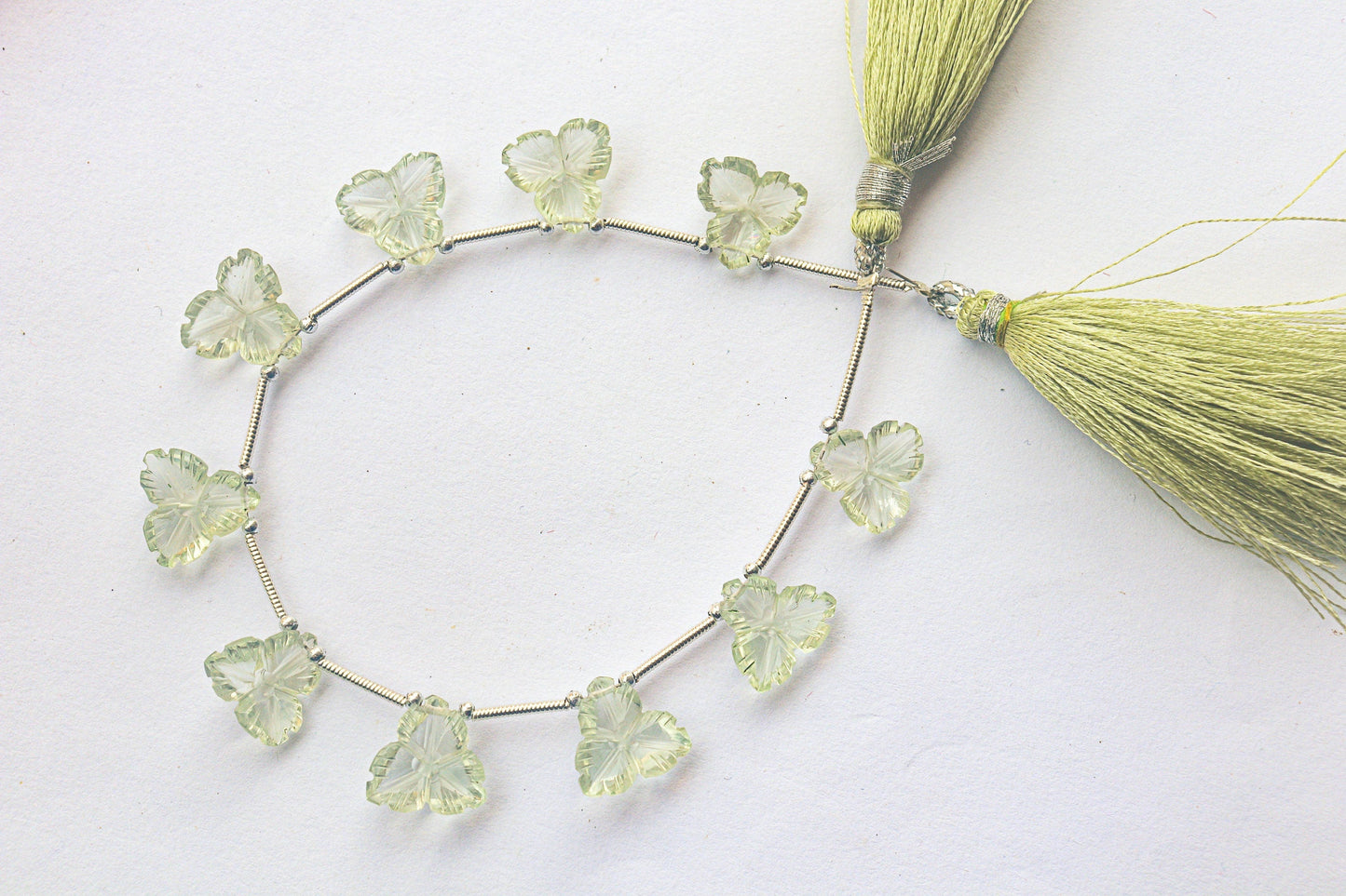 Natural Green Amethyst Flower Carving Beads Beadsforyourjewelry