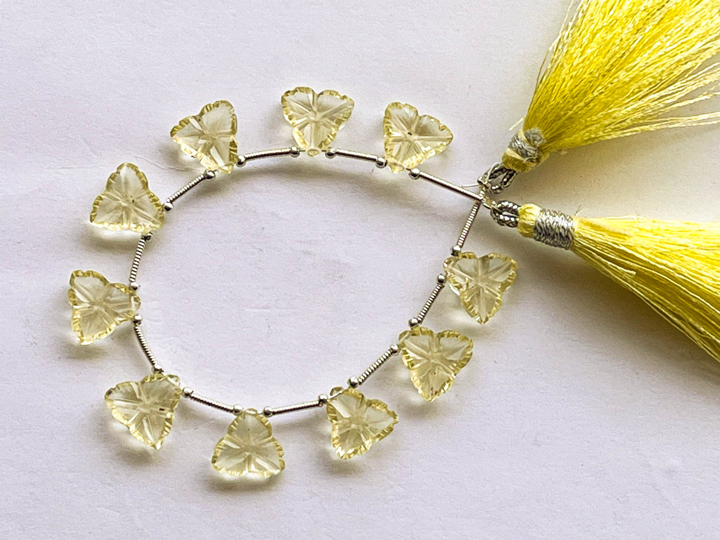 Natural Lemon Quartz Flower Carving Beads Beadsforyourjewelry