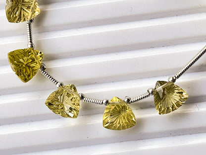 Natural Lemon green gold Carved Concave Cut Trillion Shape beads Beadsforyourjewelry
