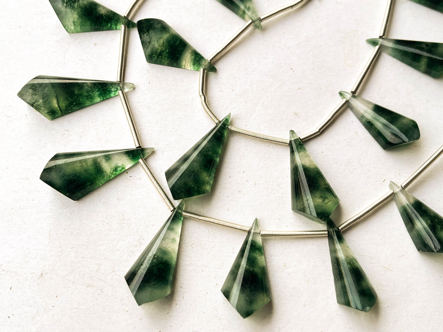 Natural Moss Jasper cone shape briolette beads Beadsforyourjewelry