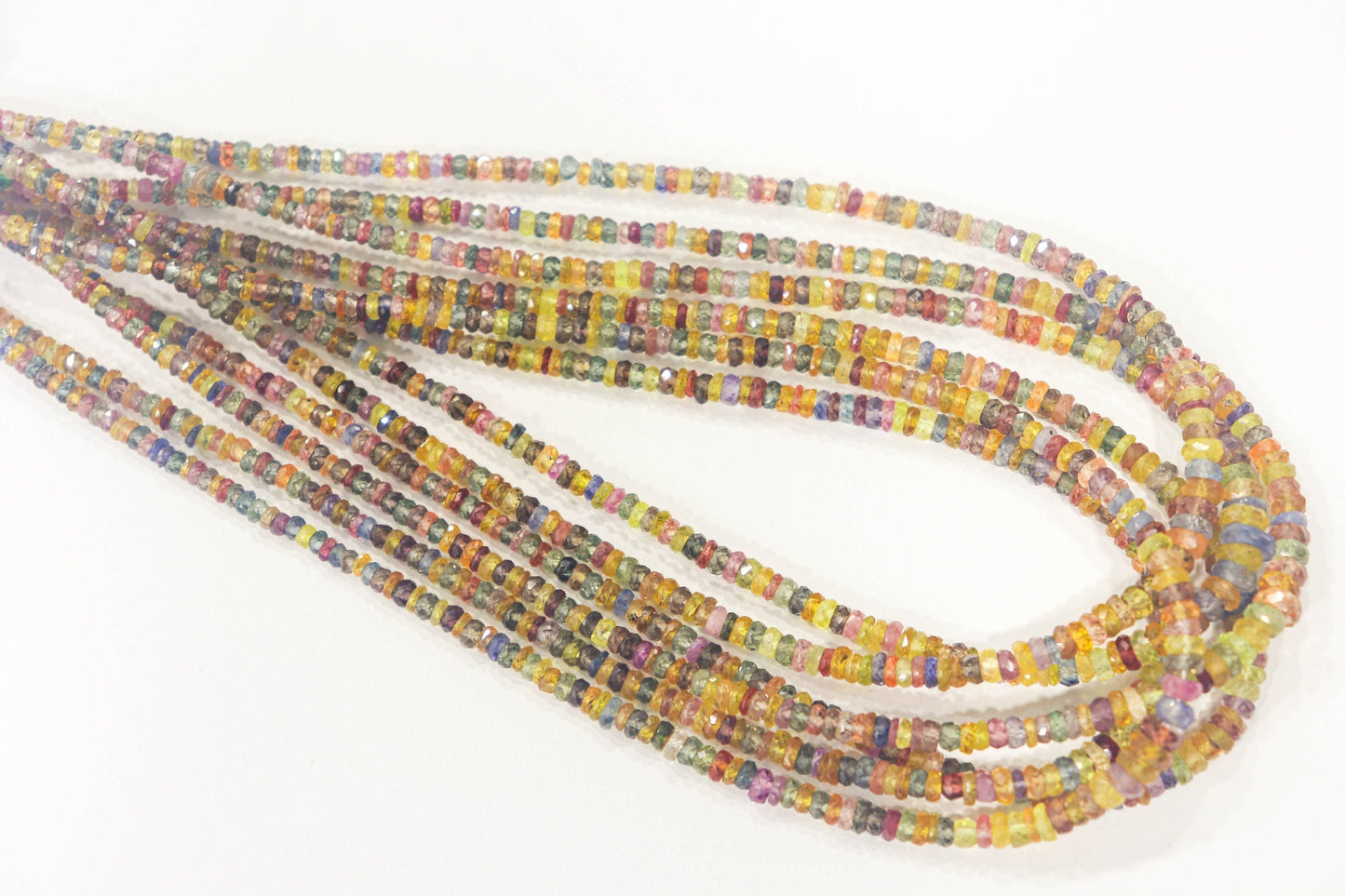 Natural Multi Sapphire Rondelle Beads Faceted | 14 Inch | 2.50mm to 5mm | Top Quality | Natural Gemstone Beads for jewelry making Beadsforyourjewelry