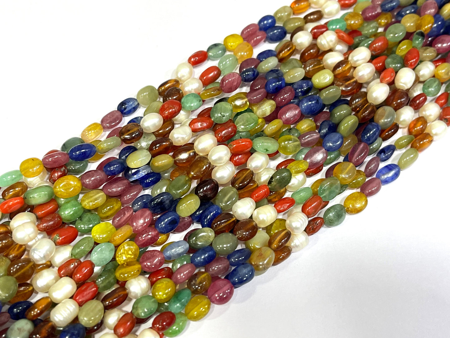 Natural Navratan Smooth Oval Shape Beads Beadsforyourjewelry