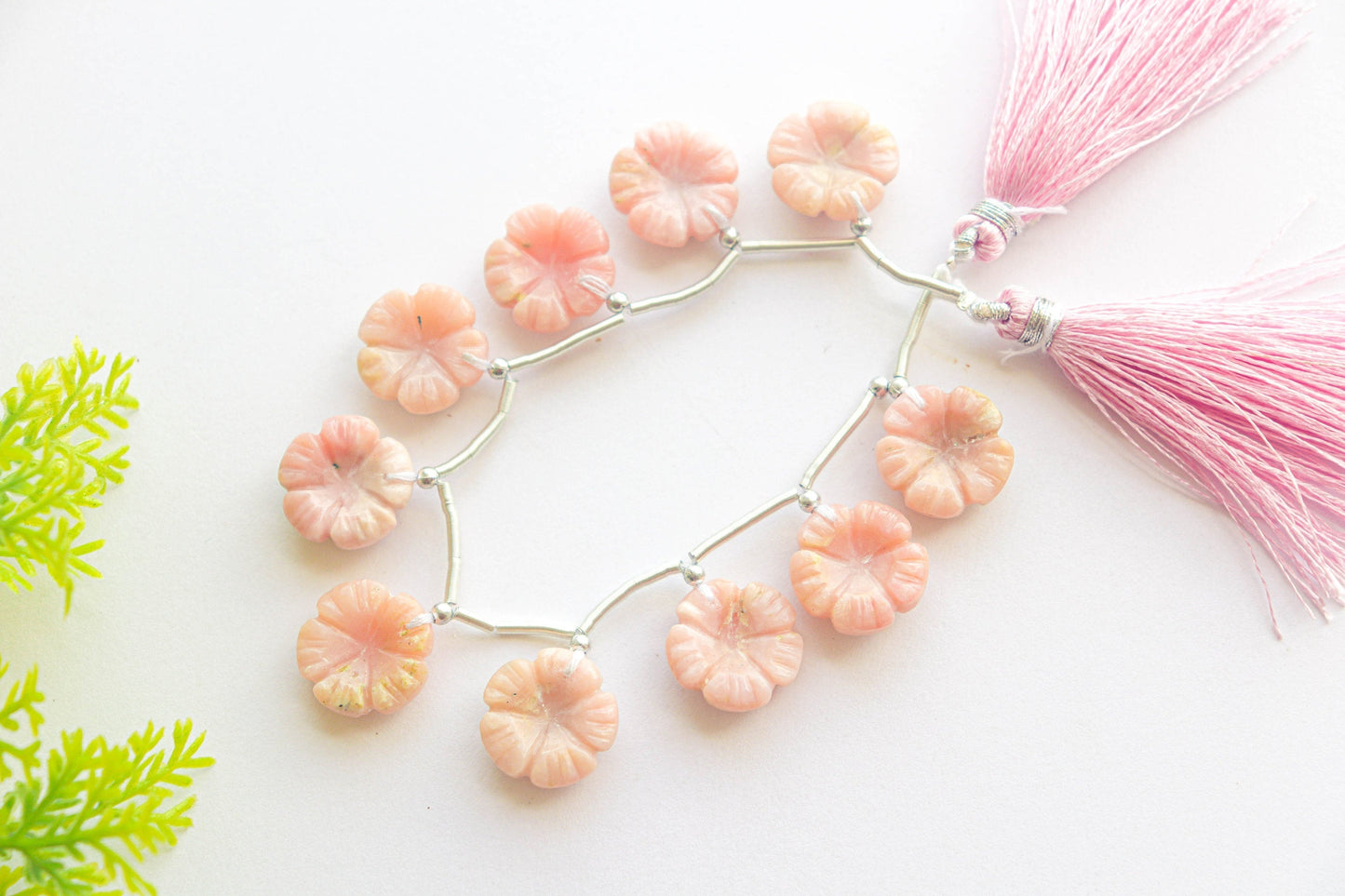 Natural Pink Opal Flower Carving Beads | 15x15mm | 10 Pieces | Natural Gemstone | Beadsforyourjewellery BFYJ1173-1 Beadsforyourjewelry