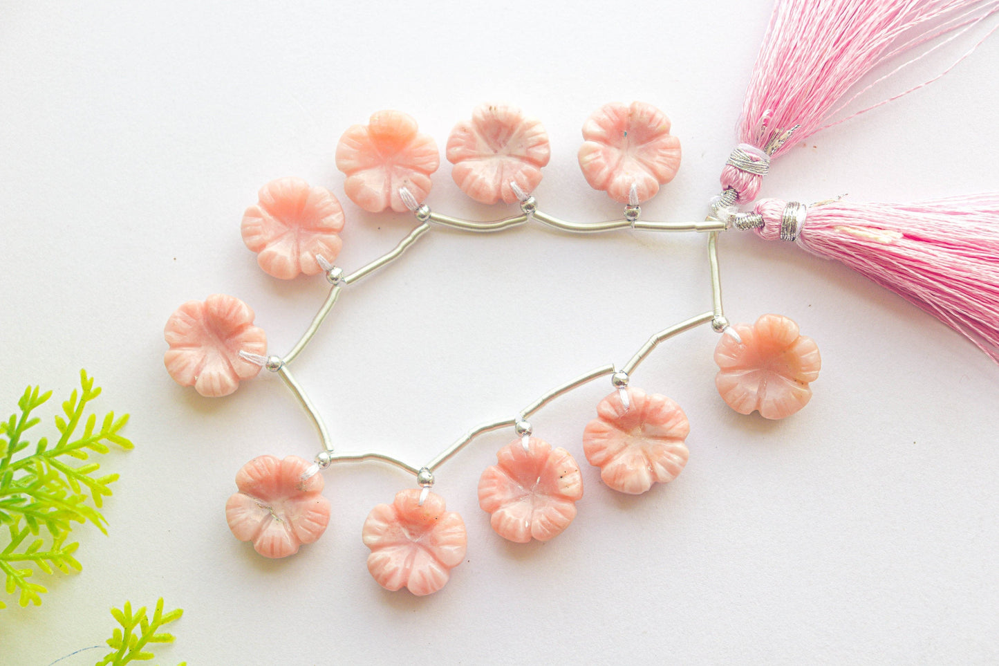 Natural Pink Opal Flower Carving Beads | 15x15mm | 10 Pieces | Natural Gemstone | Beadsforyourjewellery BFYJ1173-2 Beadsforyourjewelry