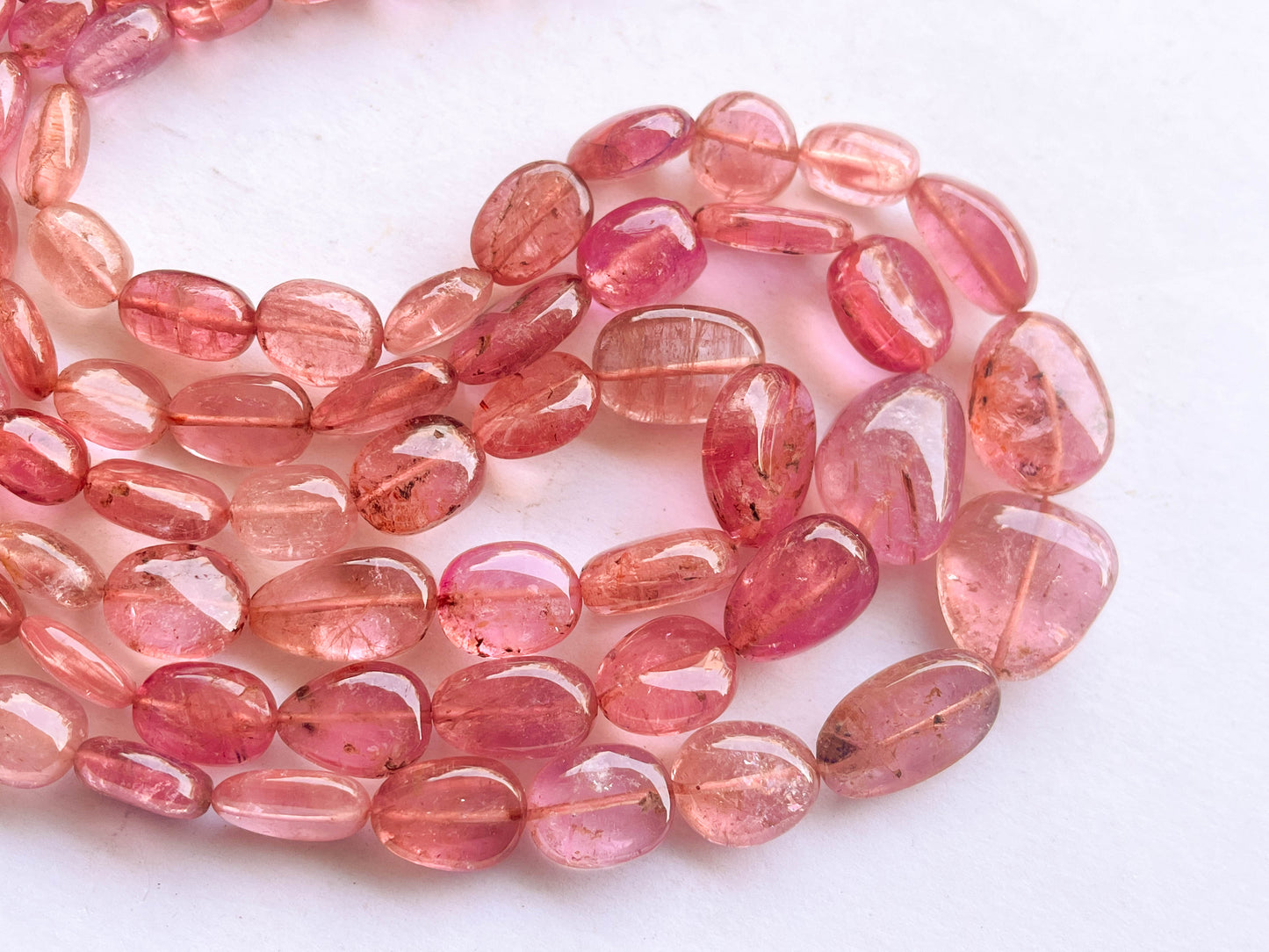 Natural Pink Tourmaline Smooth Tumble or Nuggets Shape Beads | 16 Inch Beadsforyourjewelry