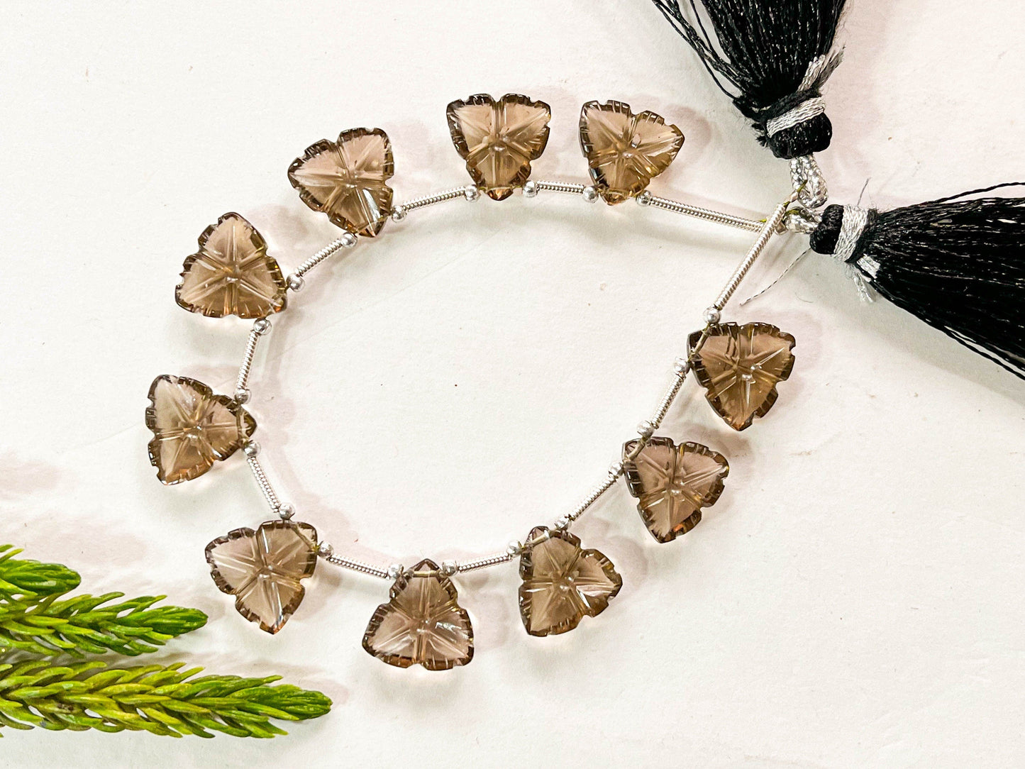 Natural Smoky Quartz Flower Carving Beads, 11x11mm, 10 Pieces, Natural Gemstone, Beadsforyourjewellery Beadsforyourjewelry