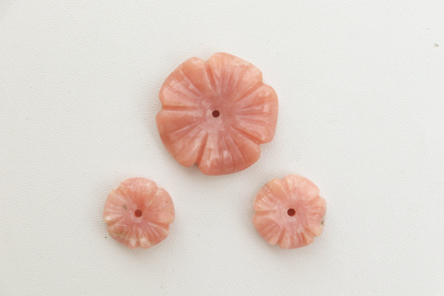 PINK OPAL gemstone Rose flower carved, 3 Pc set, Pink Opal Carving, Gemstone carving, Pink opal gemstone for jewelry making Beadsforyourjewelry