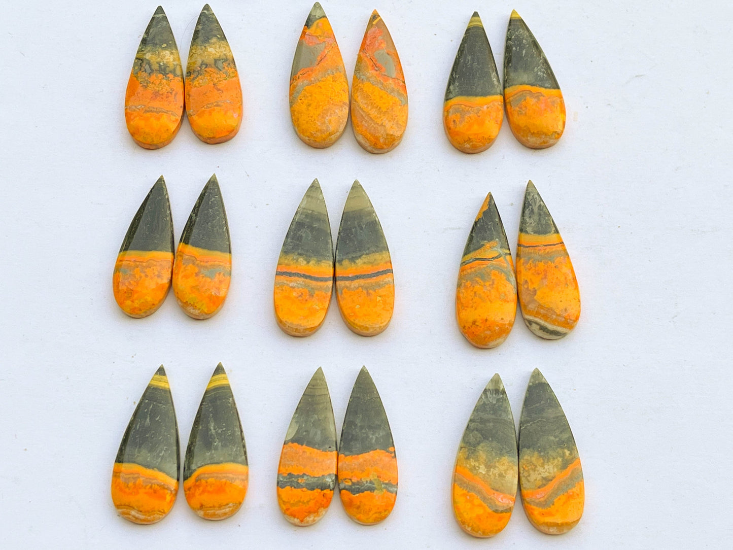 Pair of BUMBLEBEE JASPER Pear Shape Briolette BATCH2 Beadsforyourjewelry