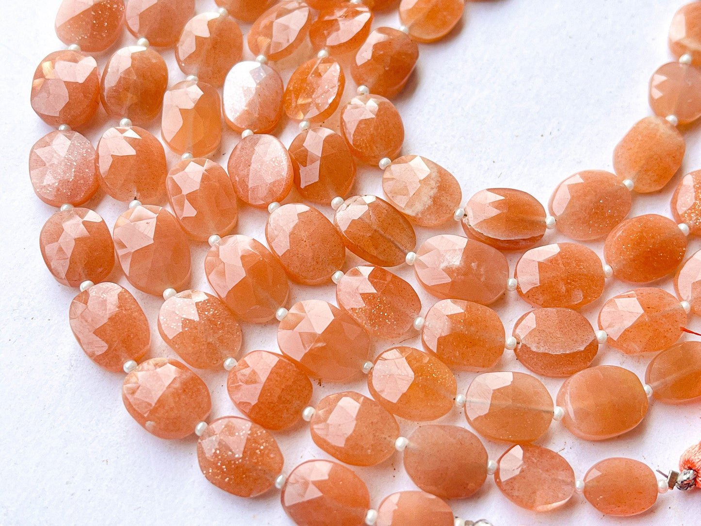 Peach Moonstone Oval shape briolette beads Beadsforyourjewelry