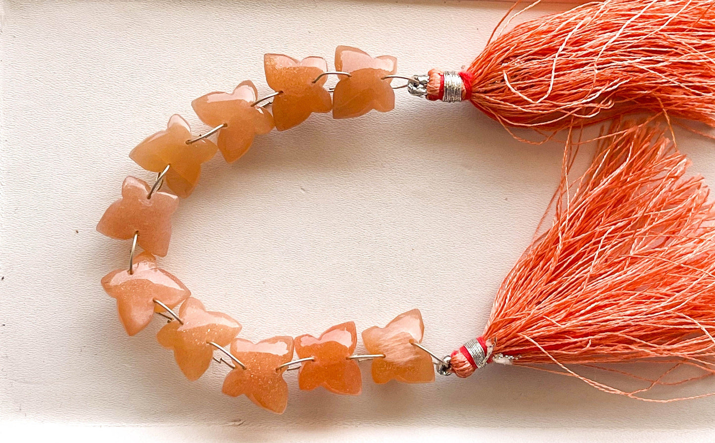 Peach Moonstone Smooth Butterfly Shape Double Drill Beads, Rare Gemstone Design for Jewelry Making, 10x12mm, 10 Pieces String Beadsforyourjewelry