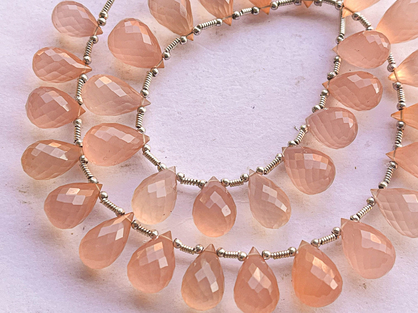 Peach Onyx Faceted Drops, Peach Onyx Teardrops Beadsforyourjewelry