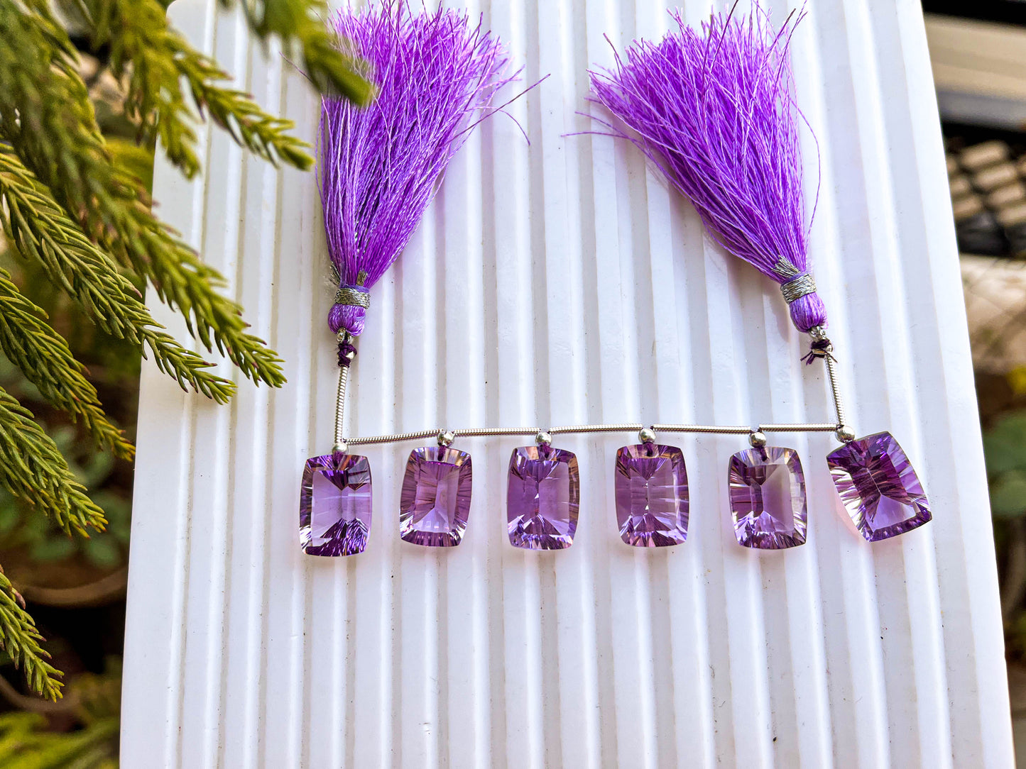 Pink Amethyst Baguette Cushion Shape Concave Cut Beads Beadsforyourjewelry