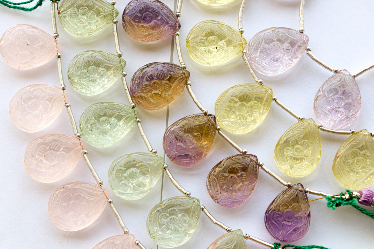 Pink Amethyst Beads Flower Carving Pear Shape Beadsforyourjewelry