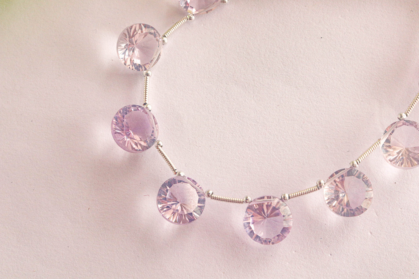 Pink Amethyst Concave cut Round Shape Beads Beadsforyourjewelry