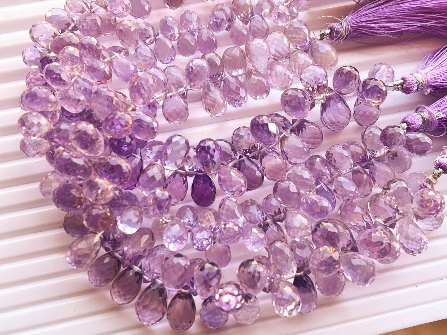 Pink Amethyst Micro faceted Drops Beadsforyourjewelry