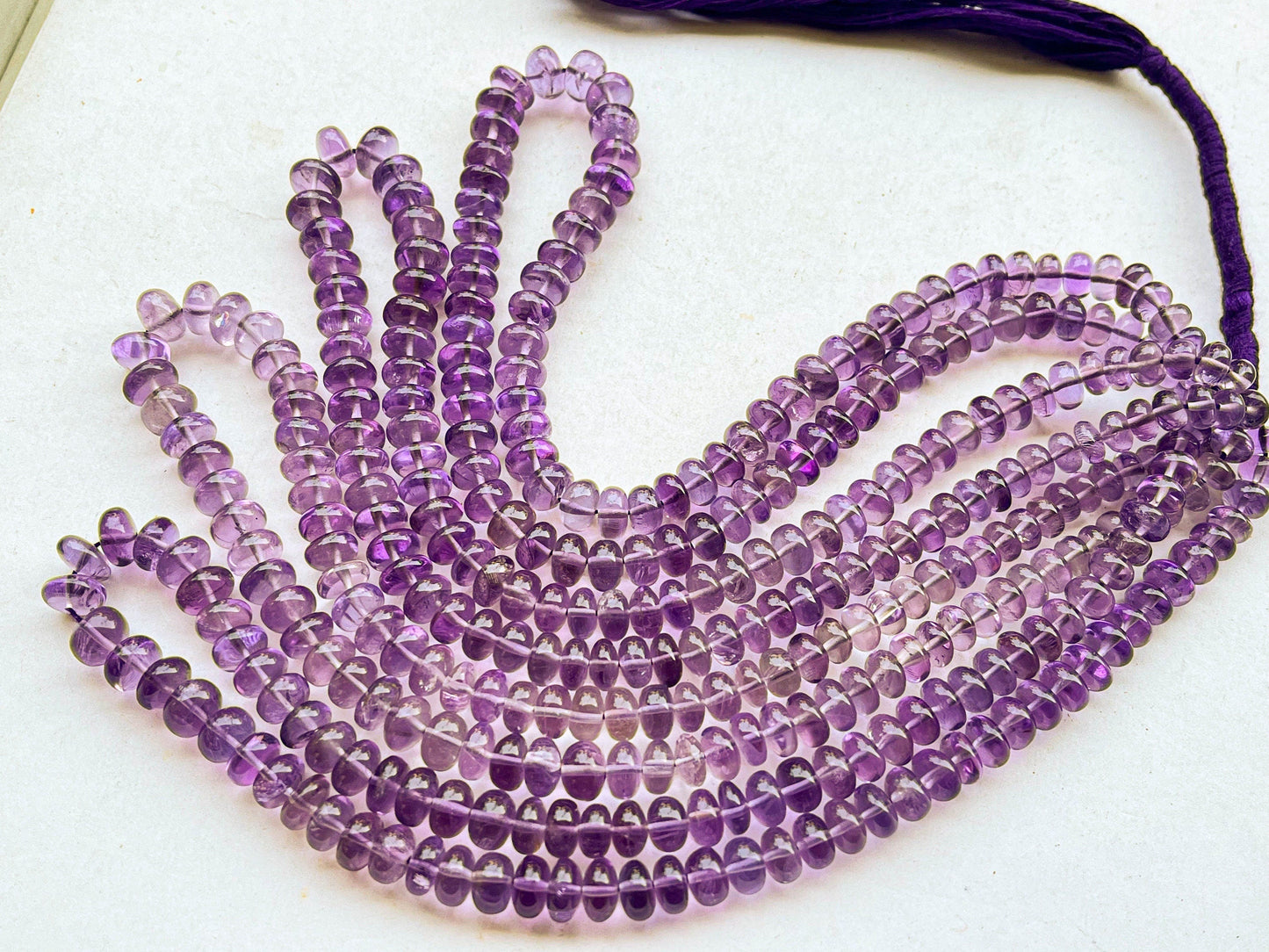 Pink Amethyst Smooth Rondelle Shape Beads | 6MM to 8MM | 16 Inch Beadsforyourjewelry
