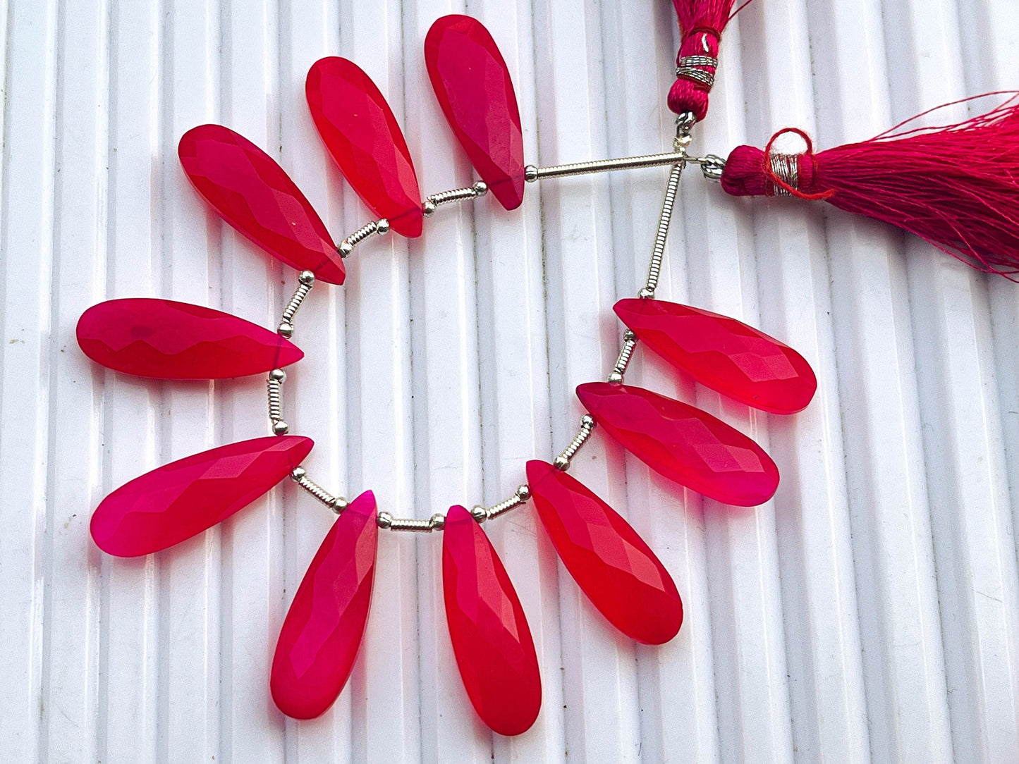 Pink Chalcedony Pear Shape Briolette 10 Pieces Beadsforyourjewelry