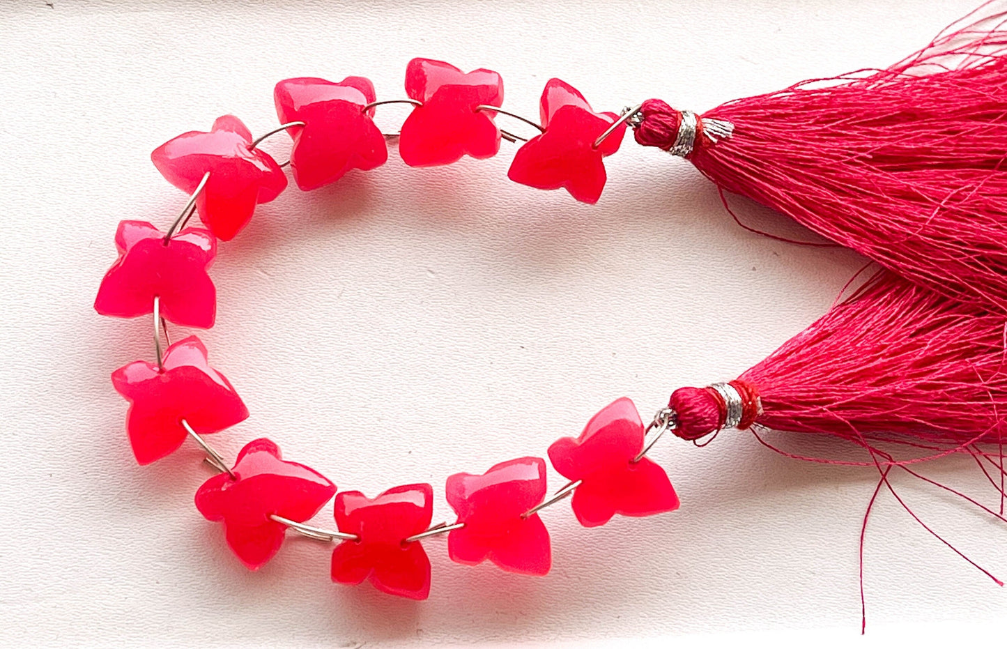 Pink Onyx Smooth Butterfly Shape Double Drill Beads, Rare Gemstone Design for Jewelry Making, 10x12mm, 10 Pieces String Beadsforyourjewelry