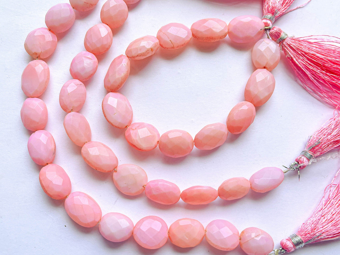 Pink Opal Chalcedony Dyed Oval Shape Faceted Beads, Pink Chalcedony Beads, Pink Chalcedony Oval Shape Beads, 7 inch String, BFYJ93-2 Beadsforyourjewelry