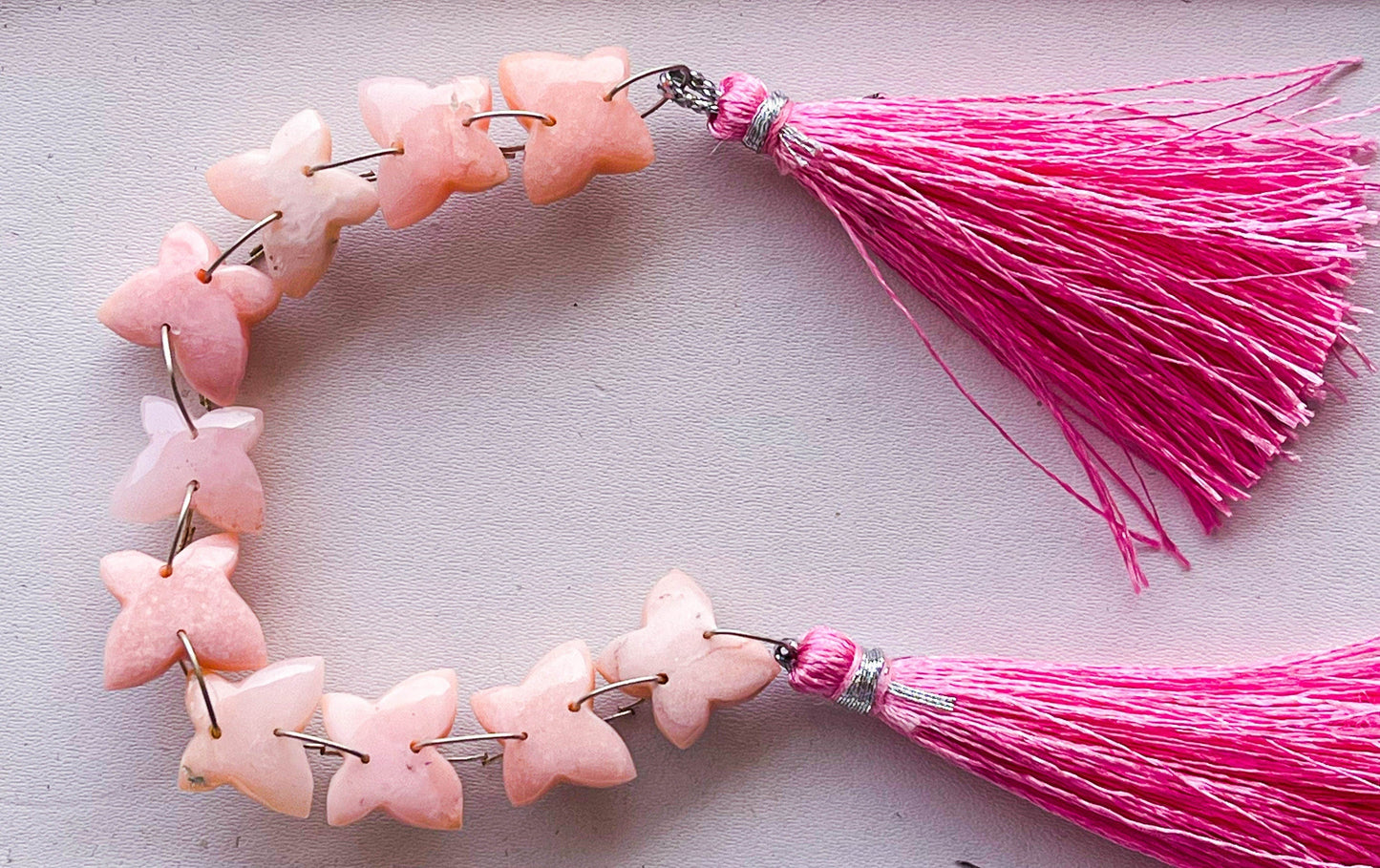 Pink Opal Smooth Butterfly Shape Double Drill Beads, Rare Gemstone Design for Jewelry Making, 10x12mm, 10 Pieces String Beadsforyourjewelry
