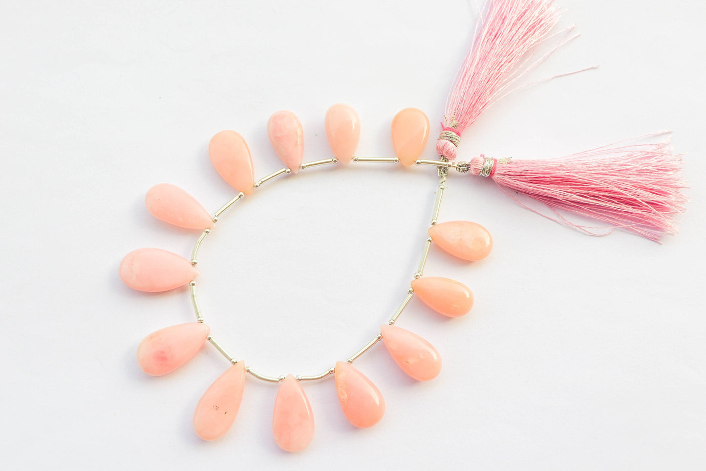 Pink Peruvian Opal Smooth Pear Briolette | 10x18mm to 12x25mm | 8 inch strand | 13 Pieces | Natural Pink Opal Gemstone Beadsforyourjewelry