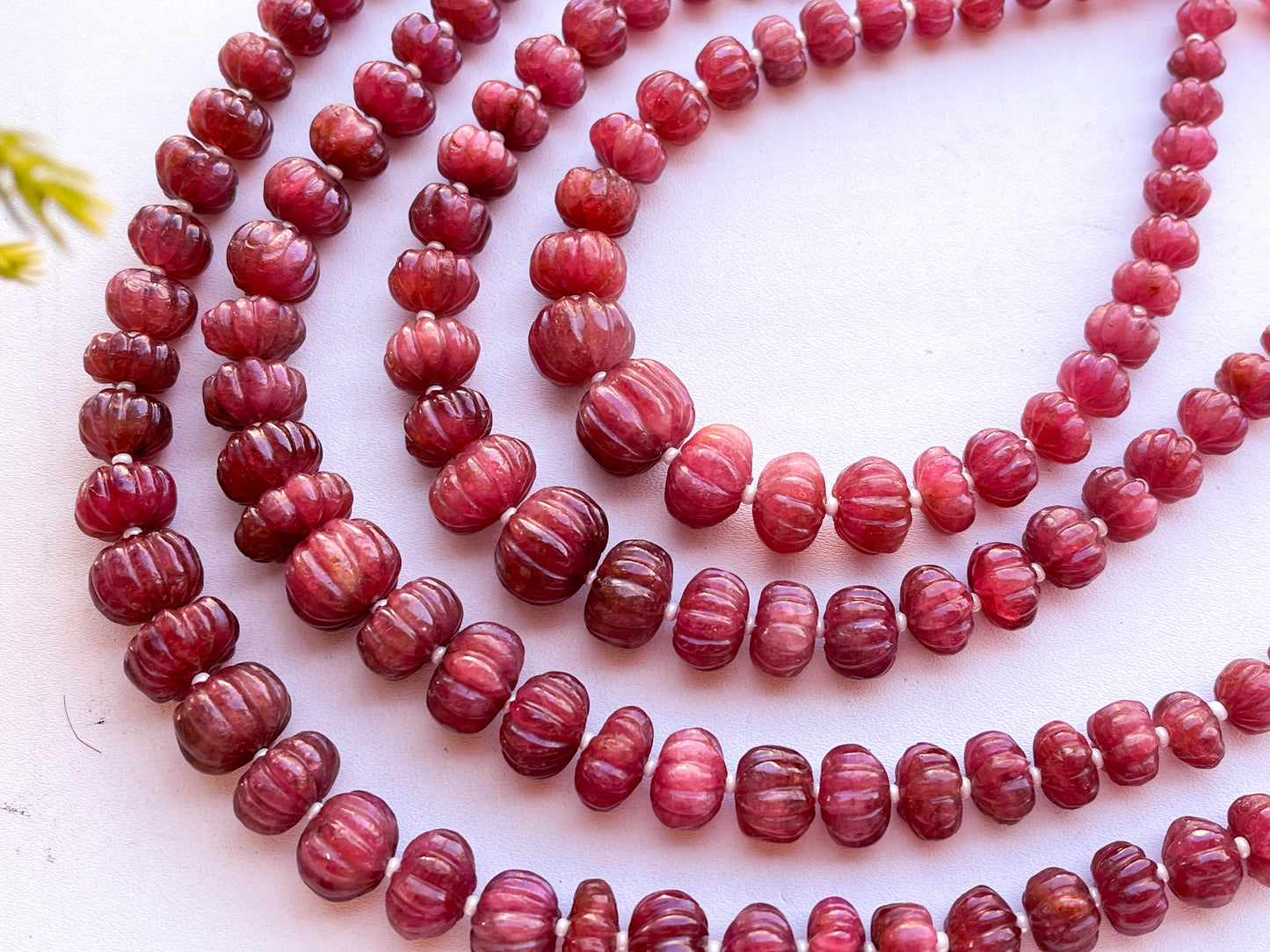 Pink Tourmaline Carved Melons Shape Beads Beadsforyourjewelry