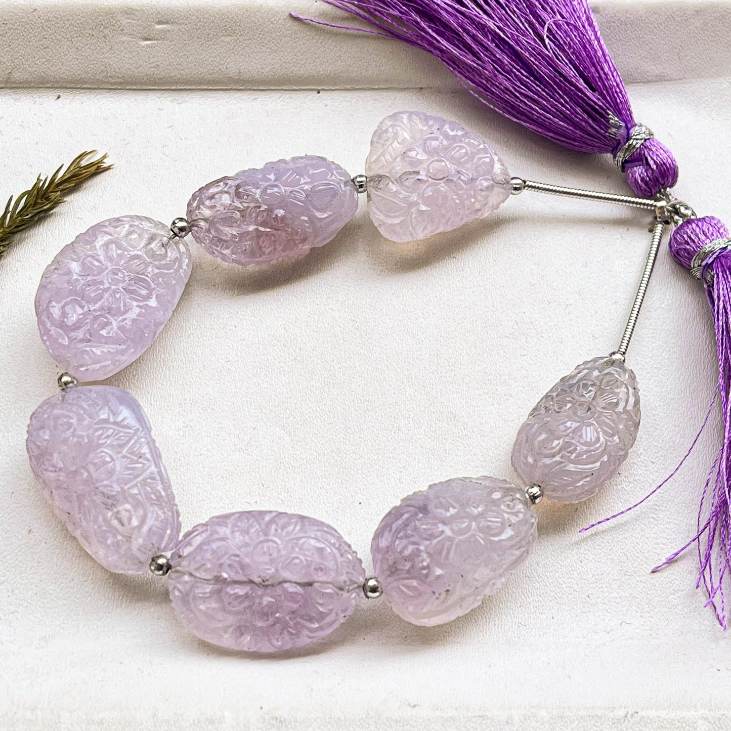 Rare! Lavender Quartz Flower carved Tumble Beads, Natural Lavender Quart Gemstone Beadsforyourjewelry