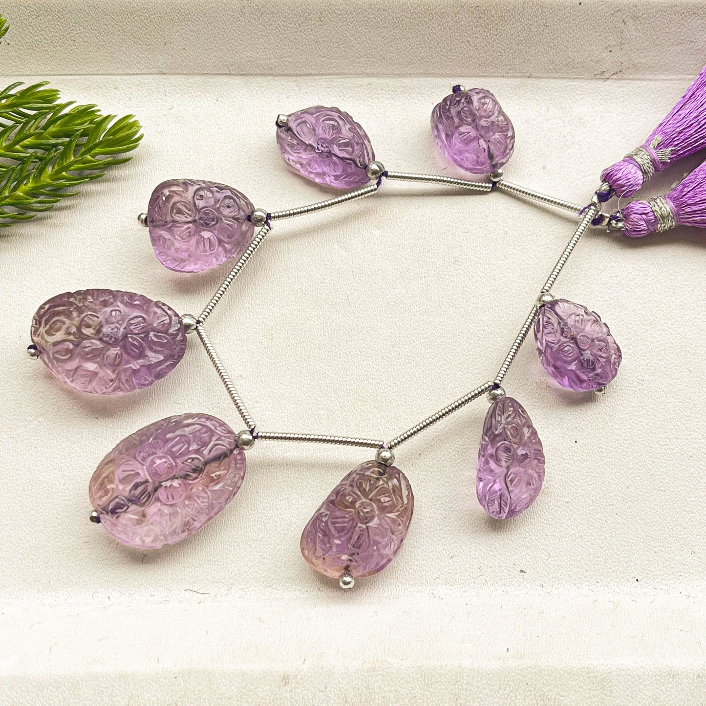 Rare! Pink Amethyst Flower carved Tumble Beads Beadsforyourjewelry