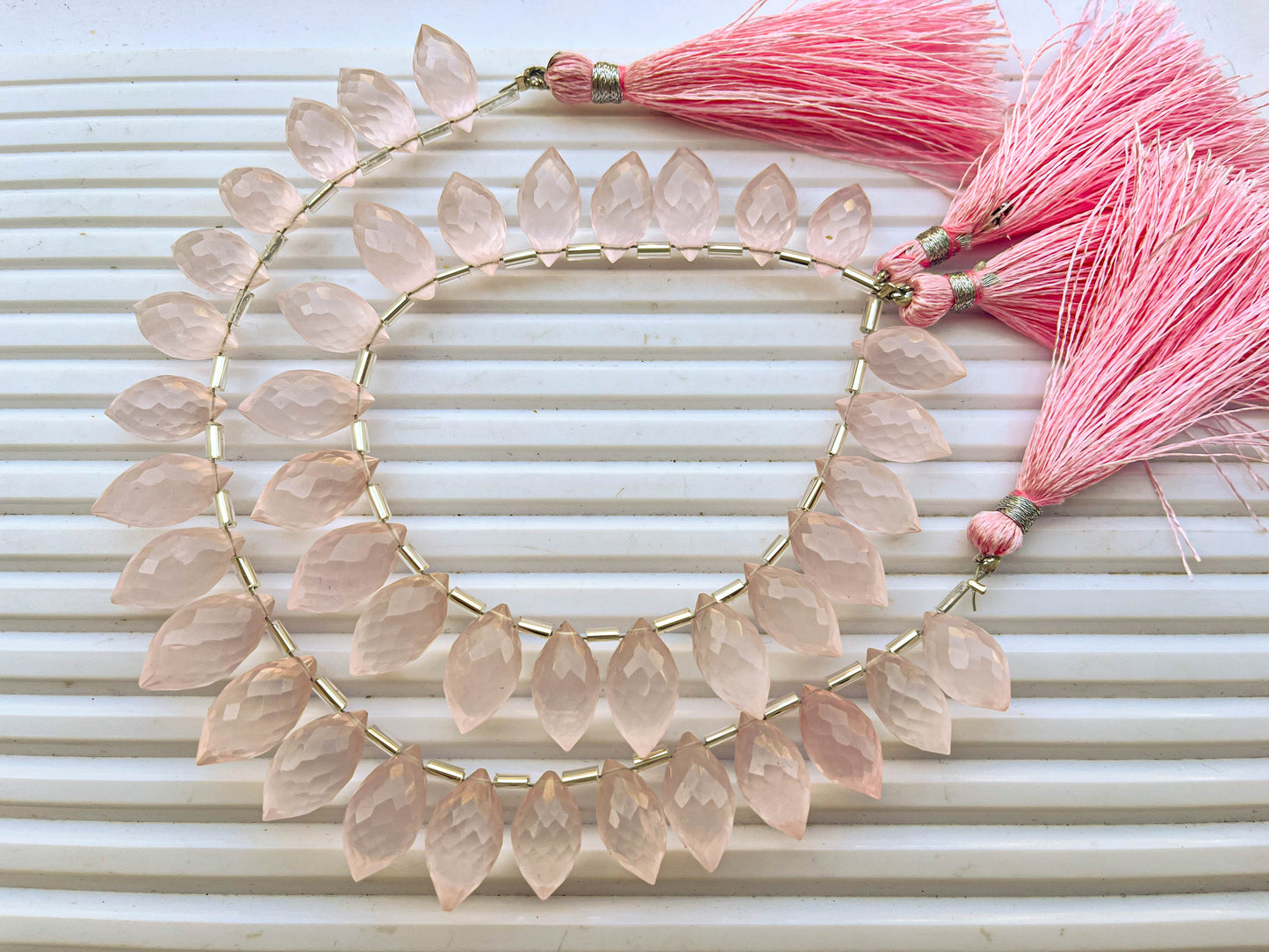 Rose Quartz Faceted Rice Drops Beads Beadsforyourjewelry