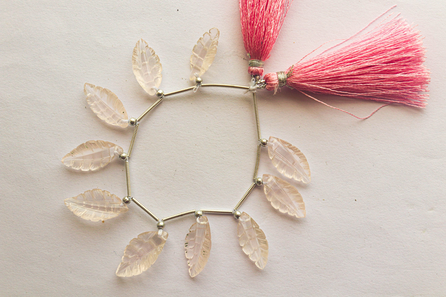 Rose Quartz Leaf Carving Beads Beadsforyourjewelry