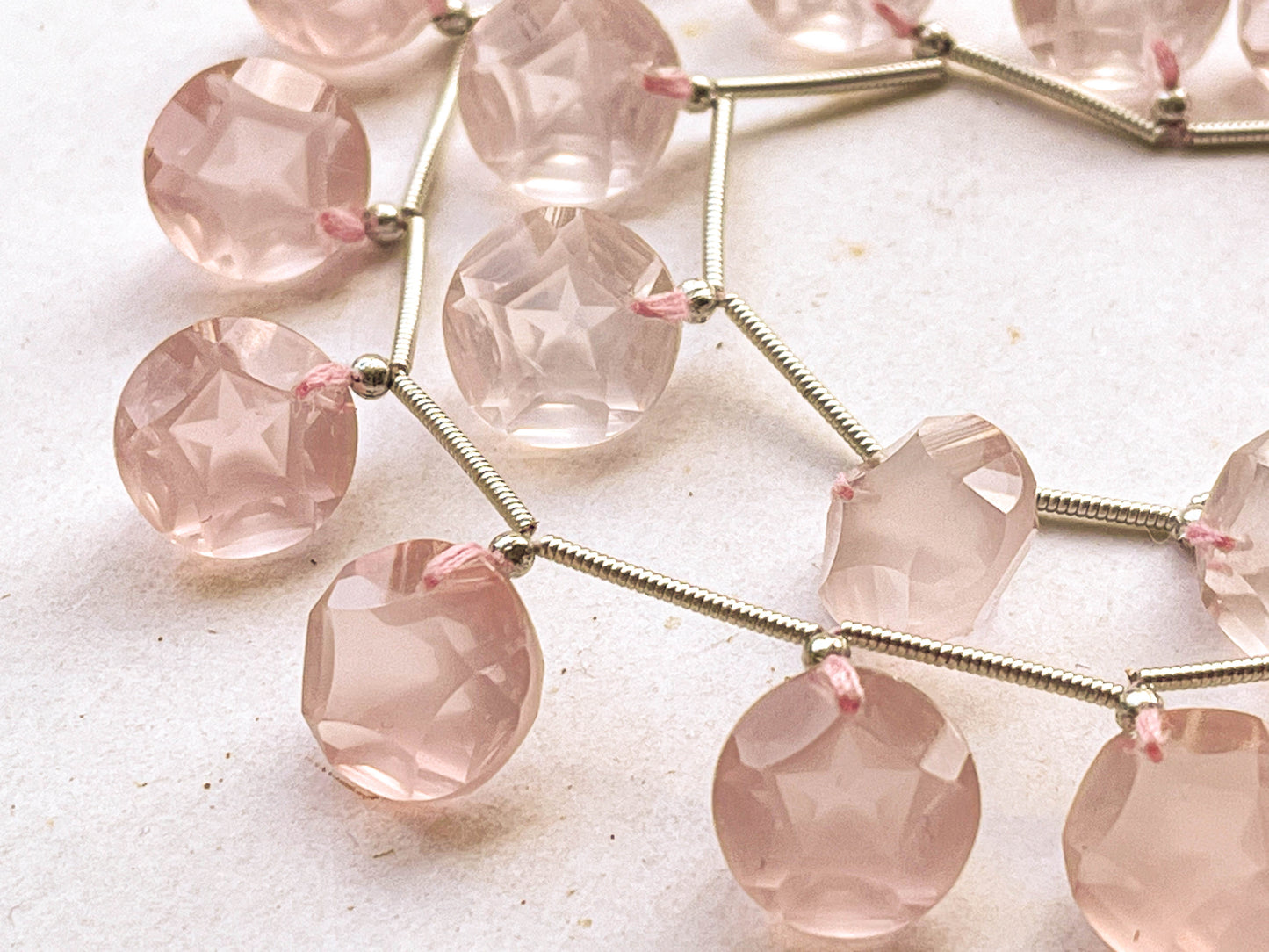 Rose Quartz Round Star Concave Cut Beads Beadsforyourjewelry