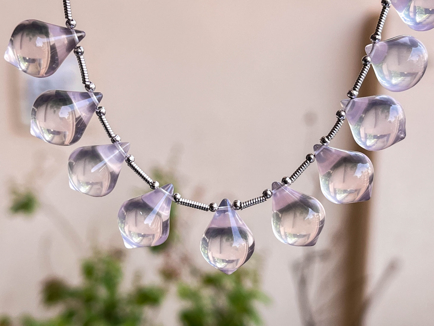 Rose Quartz Slanted Shape Drops | 11 Pieces Beadsforyourjewelry