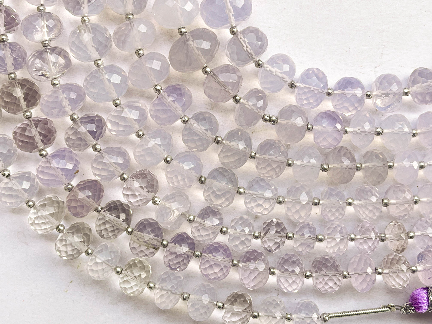 Scorolite Lavender Quartz Faceted Rondelle Beads | 7.50 Inch Beadsforyourjewelry
