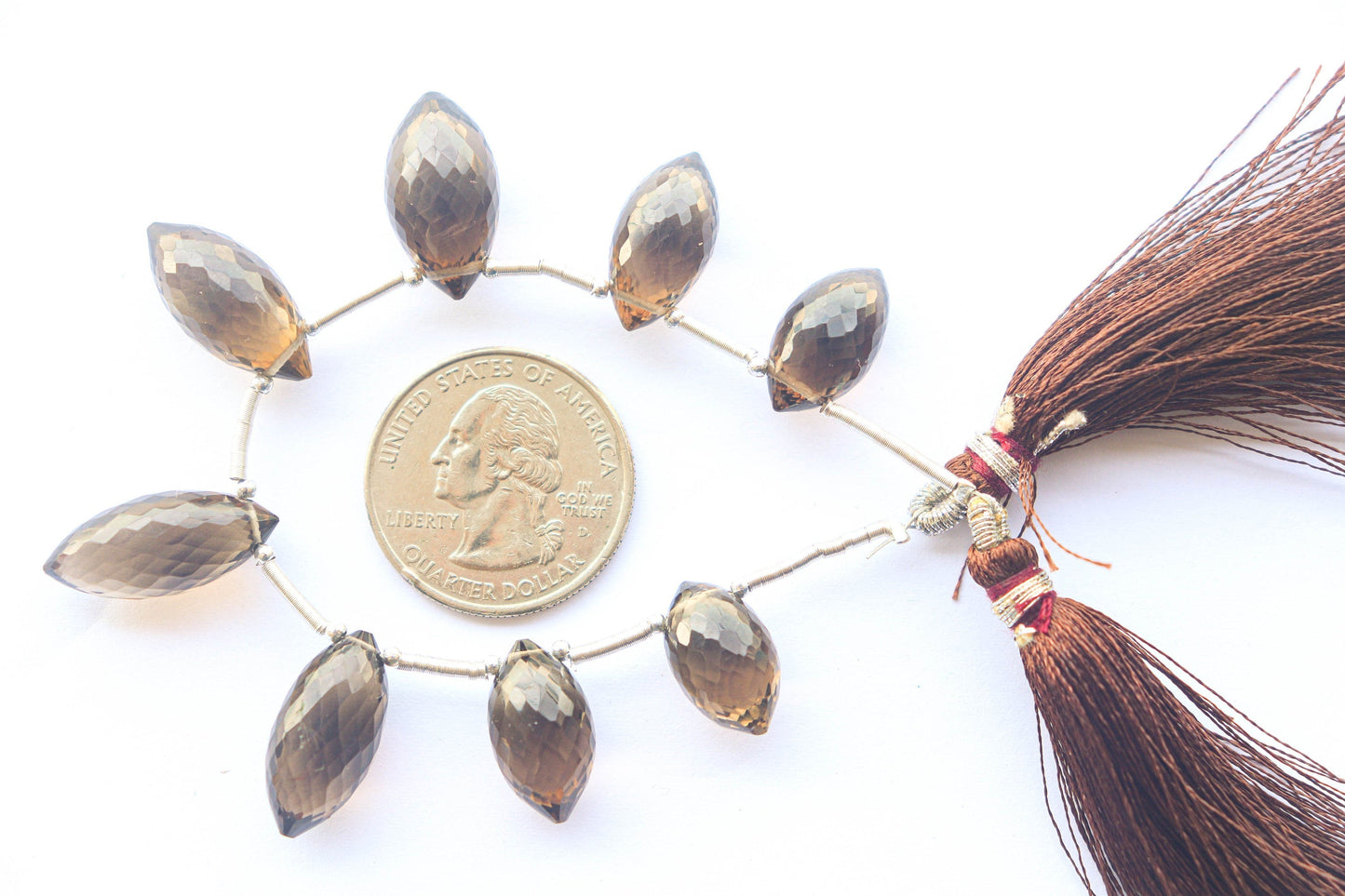 Smoky Quartz Beads Olive Shape Faceted Briolette | 8x16mm to 9x20mm | 8 Pieces String | Natural Gemstone | Beadsforyourjewellery | 940 Beadsforyourjewelry