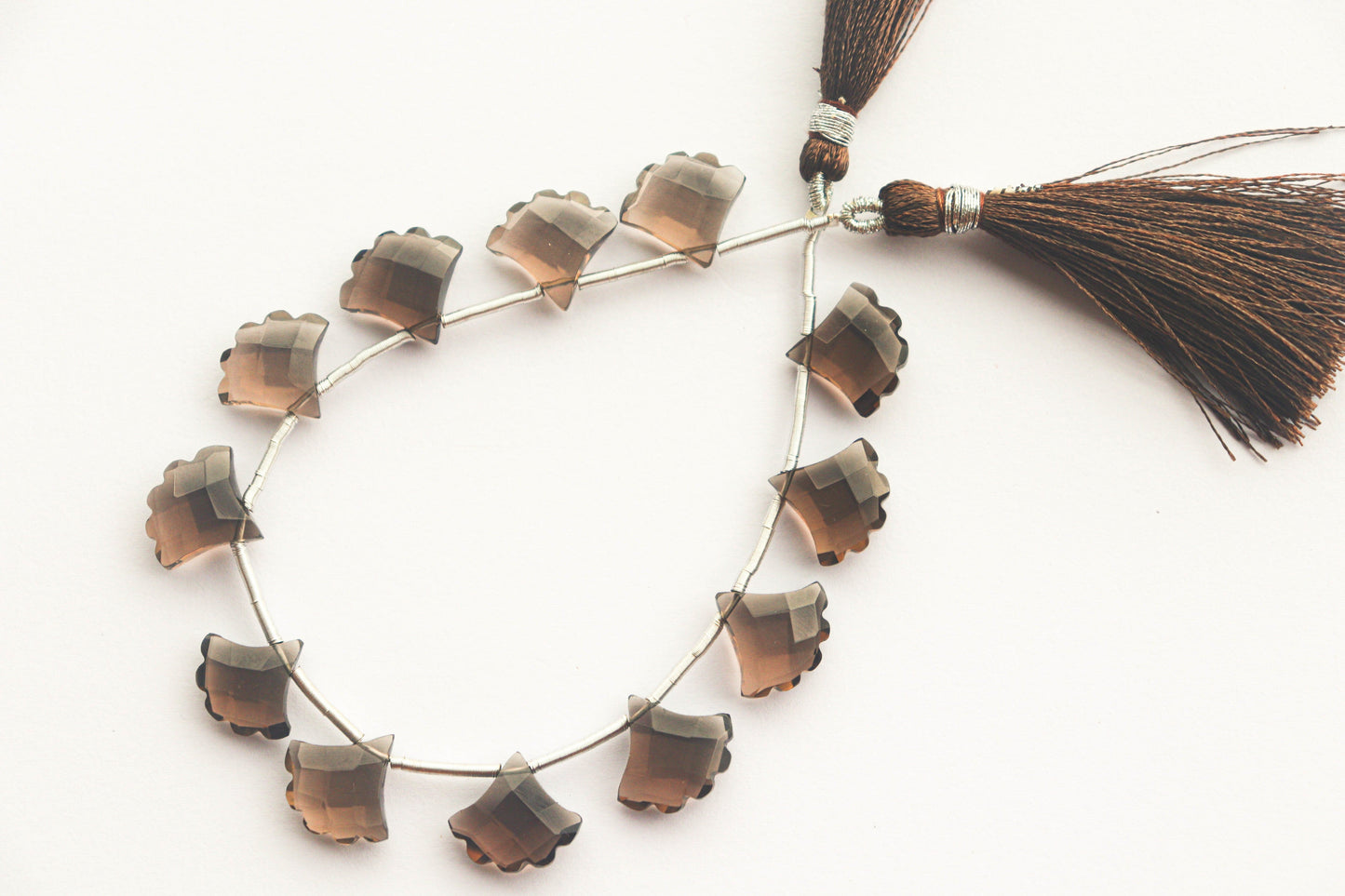 Smoky Quartz Briolette Faceted Fan Shape Beadsforyourjewelry