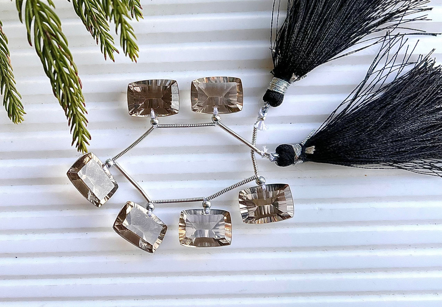 Smoky Quartz Cushion Shape Concave Cut Beads, 6PIECES, 10X14MM Beadsforyourjewelry