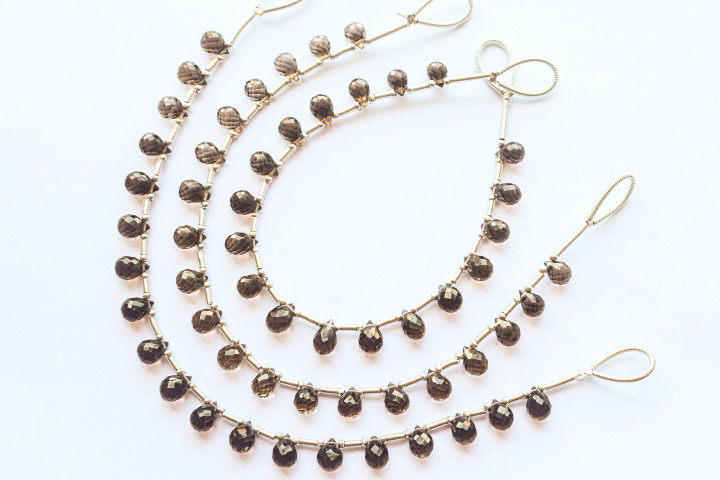 Smoky Quartz Faceted Drops, 5x7mm, 18 Pieces, Side drill, 6 inch Strand, Natural Gemstone Bead for jewelry making Beadsforyourjewelry