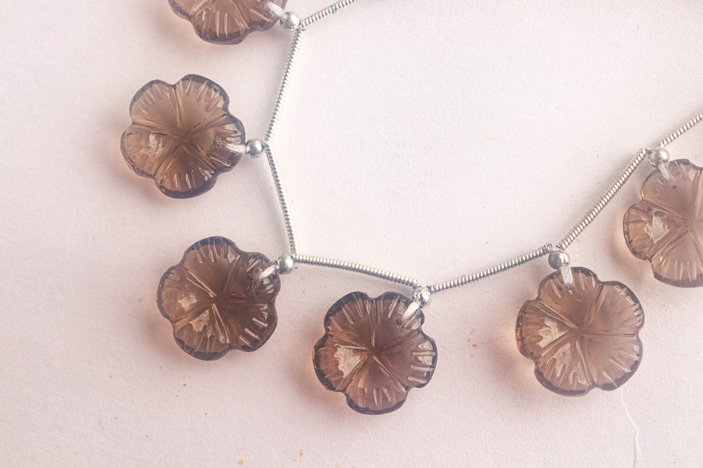 Smoky Quartz Flower Carving Beads Beadsforyourjewelry