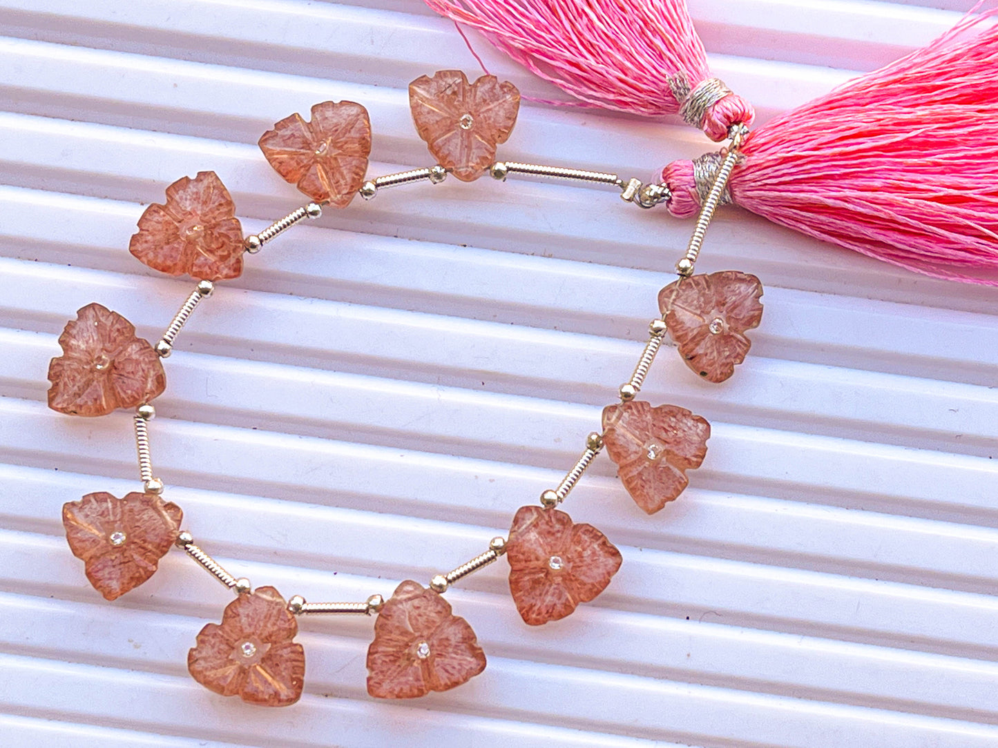Strawberry Quartz Flower Carved Beads | 11x11mm | 10 Pieces Beadsforyourjewelry