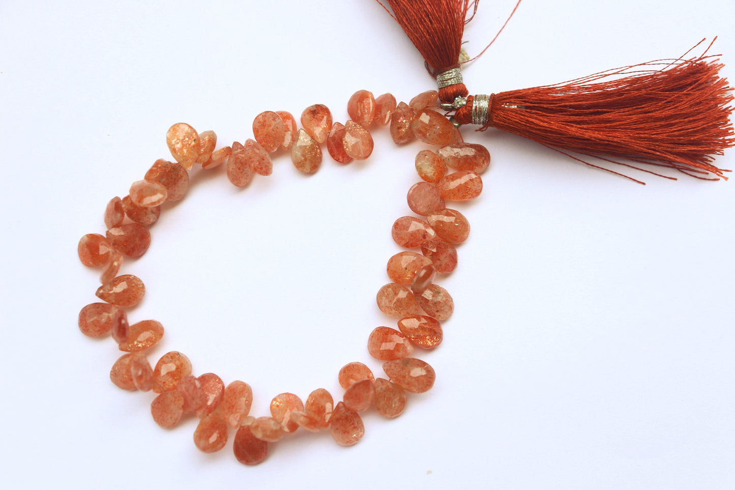 Sunstone Pear Briolette Faceted | 7x11mm | 8 inch strand | 59 Pieces | Side Drill | Natural Gemstone Beads | For Jewelry making Beadsforyourjewelry