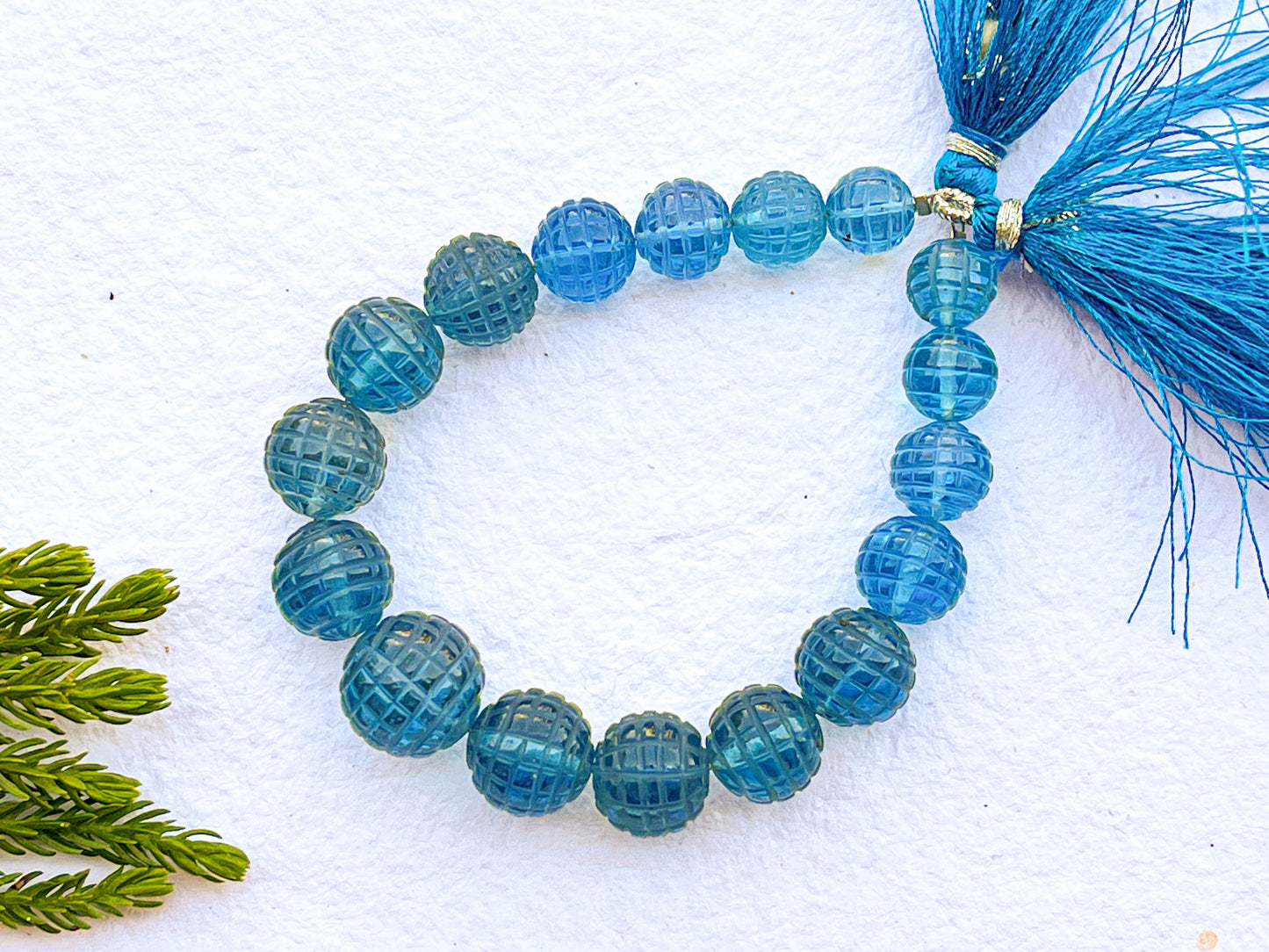 Swiss Blue Topaz Carved Balls Beadsforyourjewelry