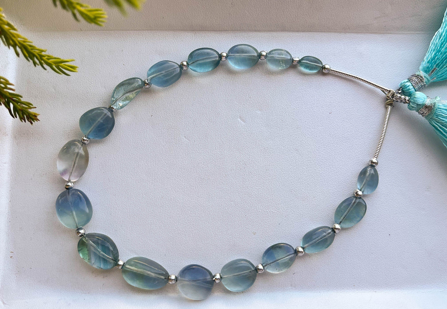 Teal Blue Fluorite Smooth Tumble Beads, Natural Fluorite Gemstone Beads, Fluorite Beads, 7 inch, 17 Pieces, Beadsforyourjewellery BFYJ74-1 Beadsforyourjewelry