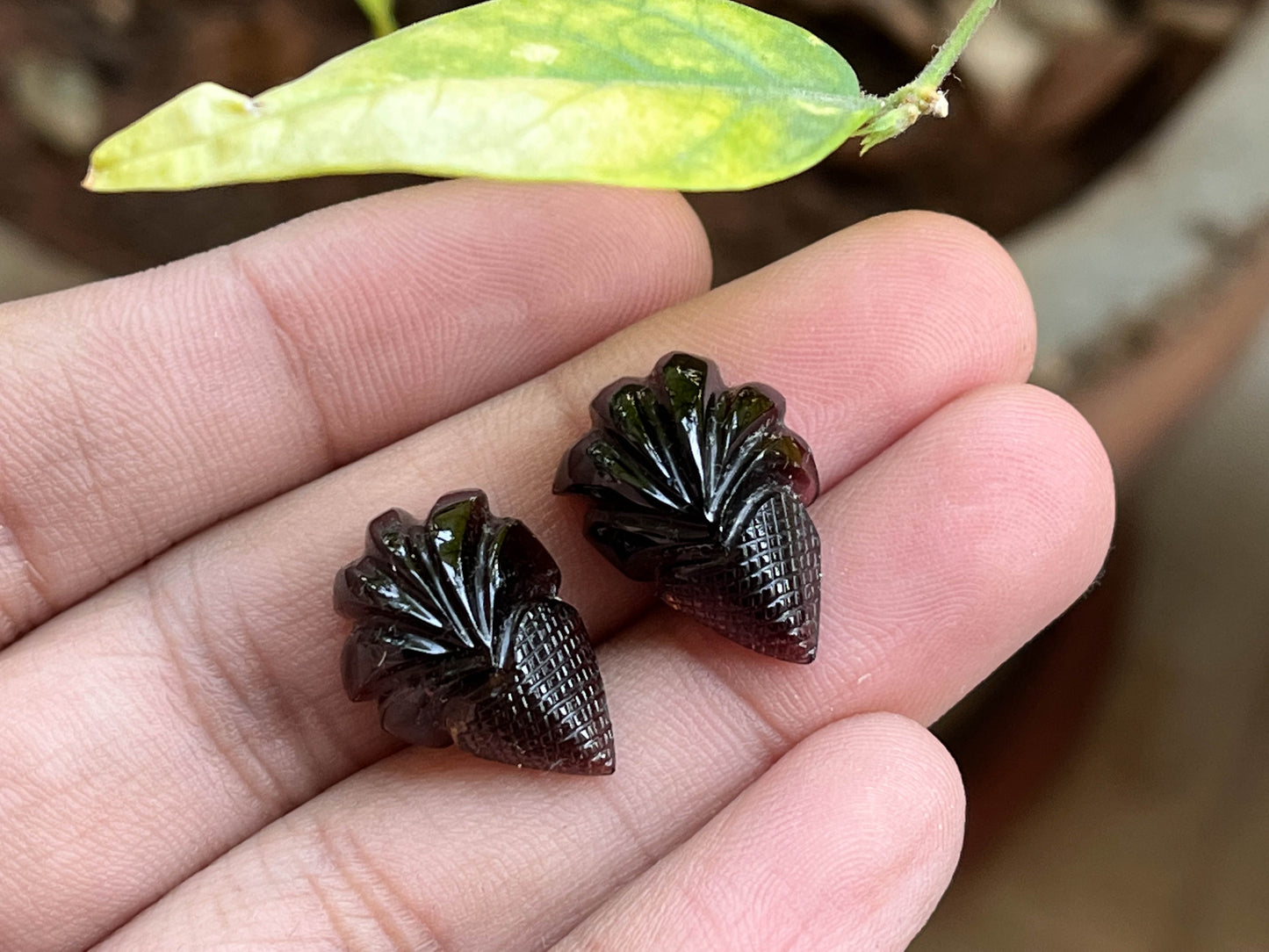 Tourmaline Carvings Set 7 - Strawberry Beadsforyourjewelry
