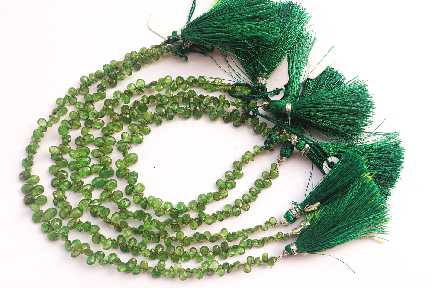 Tsavorite Briolette Faceted Pear Shape | 3x5mm to 6x8mm | 70-80-90 Pieces String | Natural Tsavorite Garnet | Beadsforyourjewellery Beadsforyourjewelry